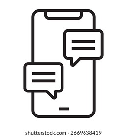 Icono de línea de conversación de chat móvil