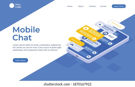 Mobile chat dialog application interface illustration vector. suitable for landing page, website, banner, and many more.