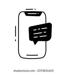 Mobile chat doodle Icon Design illustration. Science and Technology Symbol on White background EPS 10 File