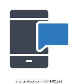 mobile chat glyph color vector icon