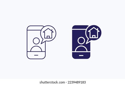Mobile chat house illustration icon