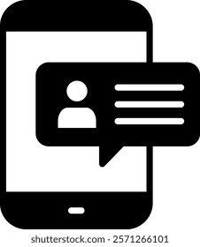 Mobile Chat Icon Glyph Vector Illustration