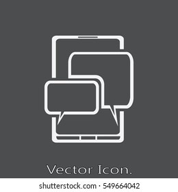 Mobile Chat Icon isolated sign symbol and flat style for app, web and digital design. Vector illustration.