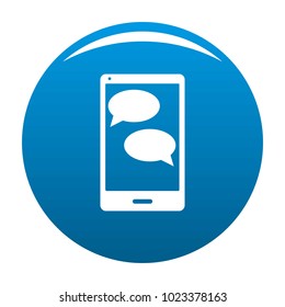 Mobile chat icon vector blue circle isolated on white background 