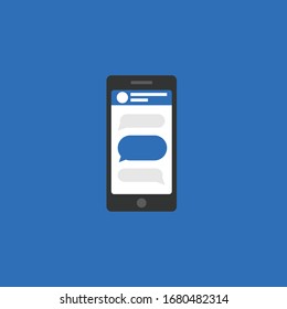 mobile and chat icon. vector illustration. blue background