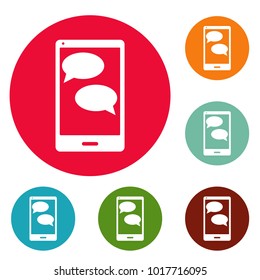 Mobile chat icons circle set vector isolated on white background