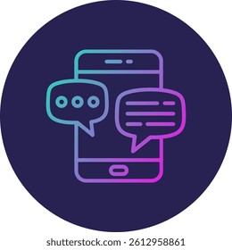 Mobile Chat Line Circle Gradient Style
