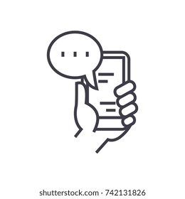 mobile chat linear icon, sign, symbol, vector on isolated background