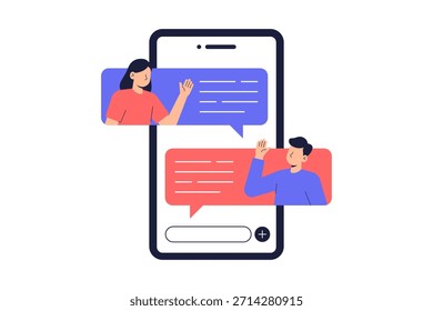 Conversación de mensajería de chat móvil en la ilustración del teléfono inteligente