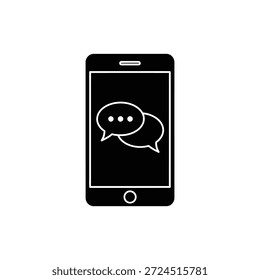 Icono de mensajería de chat móvil que muestra la silueta del teléfono inteligente