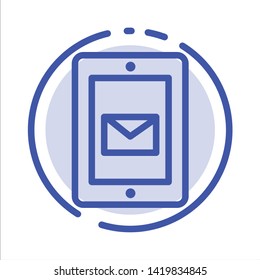 Mobile, Chat, Service, Support Blue Dotted Line Line Icon