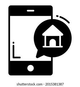 icono de moda de chat móvil, estilo glifo aislado en fondo blanco. Símbolo de diseño de sitio web, logotipo, aplicación, interfaz de usuario.