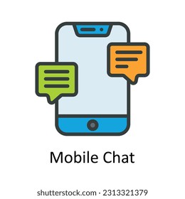 Mobile Chat  Vector   Fill outline  Icon Design illustration. Digital Marketing  Symbol on White background EPS 10 File