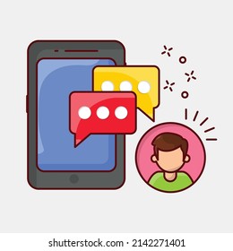 mobile chat Vector illustration on a transparent background.Premium quality symbols. vector line flat  icon for concept and graphic design.
