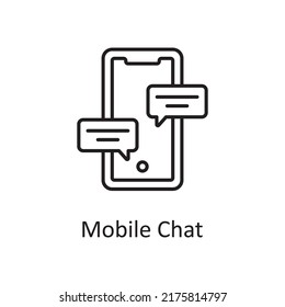 Ilustración de diseño de iconos de esquema de vector de chat móvil. Símbolo de administración de proyectos sobre archivo EPS 10 de fondo blanco