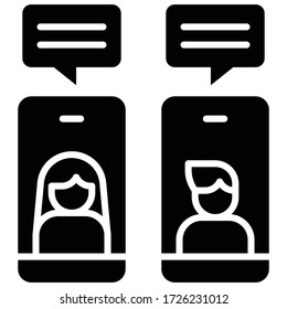 Mobile chat, work from home related vector illustration