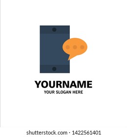 Mobile, Chatting, Cell Business Logo Template. Flat Color