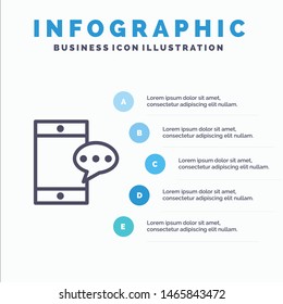 Mobile, Chatting, Cell Line icon with 5 steps presentation infographics Background. Vector Icon Template background