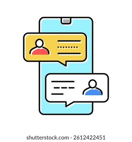 mobile chatting color icon vector. mobile chatting sign. isolated symbol illustration