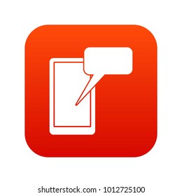 Mobile chatting icon digital red for any design isolated on white vector illustration