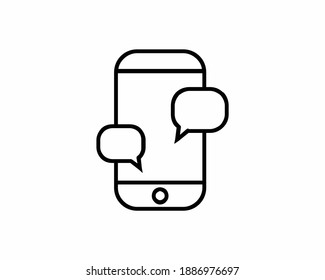 Mobile chatting icon.Mobile Phone Representing Web Chatting And Dialog.