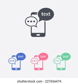 Icono de chat móvil. Teléfono móvil que representa el chat y el diálogo del Web.
