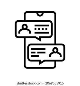 mobile chatting line icon vector. mobile chatting sign. isolated contour symbol black illustration