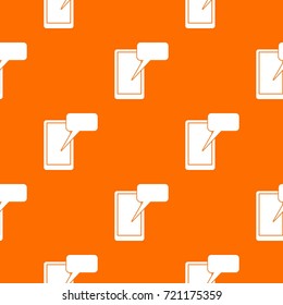 Mobile chatting pattern repeat seamless in orange color for any design. Vector geometric illustration