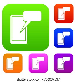 Mobile chatting set icon in different colors isolated vector illustration. Premium collection