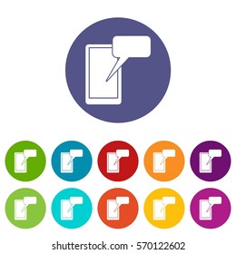 Mobile chatting set icons in different colors isolated on white background