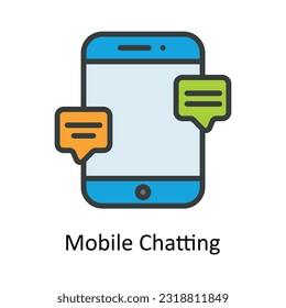 Mobile Chatting  Vector Fill outline Icon Design illustration. Network and communication Symbol on White background EPS 10 File
