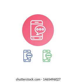 Mobile Chatting Vector Illustration, outline icon. EPS 10