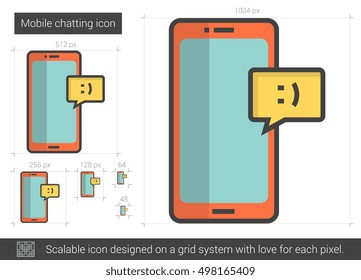 Mobile chatting vector line icon isolated on white background. Mobile chatting line icon for infographic, website or app. Scalable icon designed on a grid system.