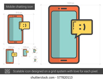 Mobile chatting vector line icon isolated on white background. Mobile chatting line icon for infographic, website or app. Scalable icon designed on a grid system.