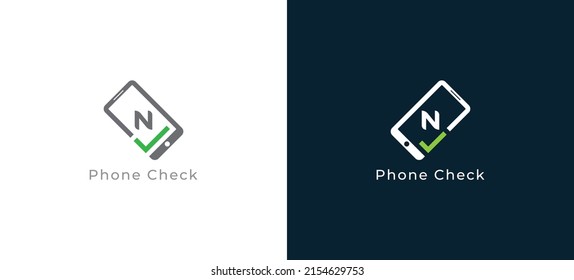 Mobile Check Logo Concept sign icon symbol Design with Letter N. Mobile Repair Service Logo. Vector illustration logo template