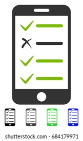 Mobile Checklist flat vector pictograph. Mobile Checklist icon with gray, black, blue, green color versions.