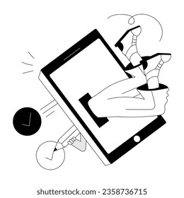 Mobile checklist illustration in hand drawn style 