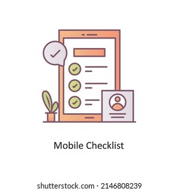 Mobile Checklist, Vektorgrafik-Rahmensymbol, Design-Illustration. Mobile Marketing Symbol auf weißem Hintergrund EPS10
