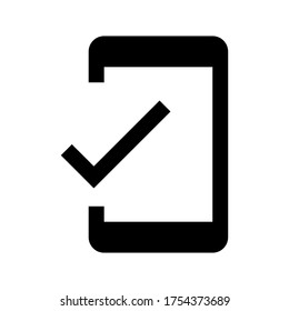 Mobile checkmark icon vector isolated on white background.