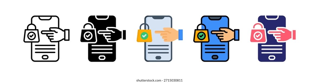 Mobile Checkout Multiple Style Icon Set Collection..