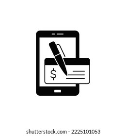 Mobiles Schecksymbol auf schwarz-weißem Hintergrund, gefüllt