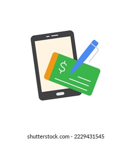 Mobile Check-Symbol in Farbe einzeln auf weißem Hintergrund 