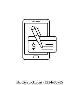 Icono de verificación móvil en el icono de estilo de línea, aislado en el fondo blanco