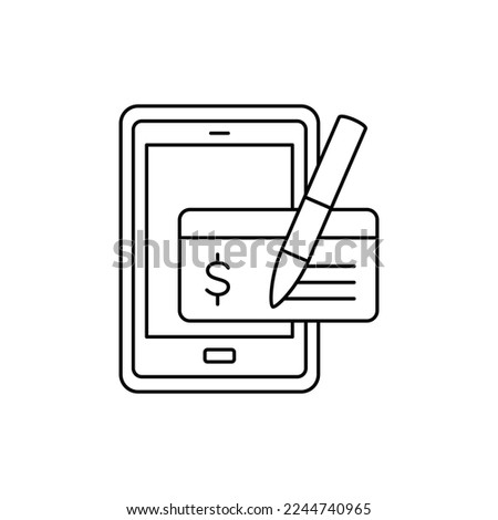 Mobile cheque icon in line style icon, isolated on white background