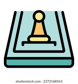 Mobile chess game icon outline vector. Online board. Play checkmate color flat