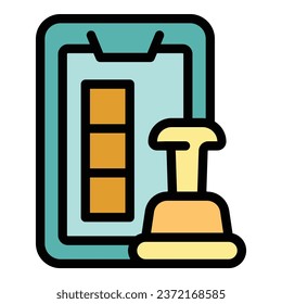 Mobile chess icon outline vector. Online game. Business design color flat