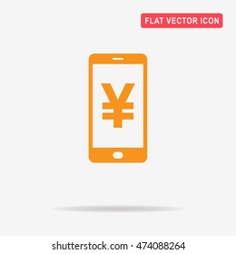 Mobile with chinese yuan sign icon. Vector concept illustration for design.