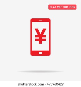 Mobile with chinese yuan sign icon. Vector concept illustration for design.