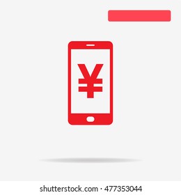 Mobile with chinese yuan sign icon. Vector concept illustration for design.