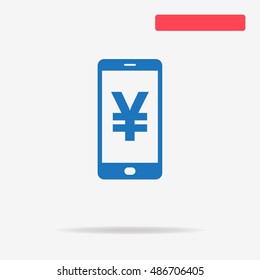 Mobile with chinese yuan sign icon. Vector concept illustration for design.